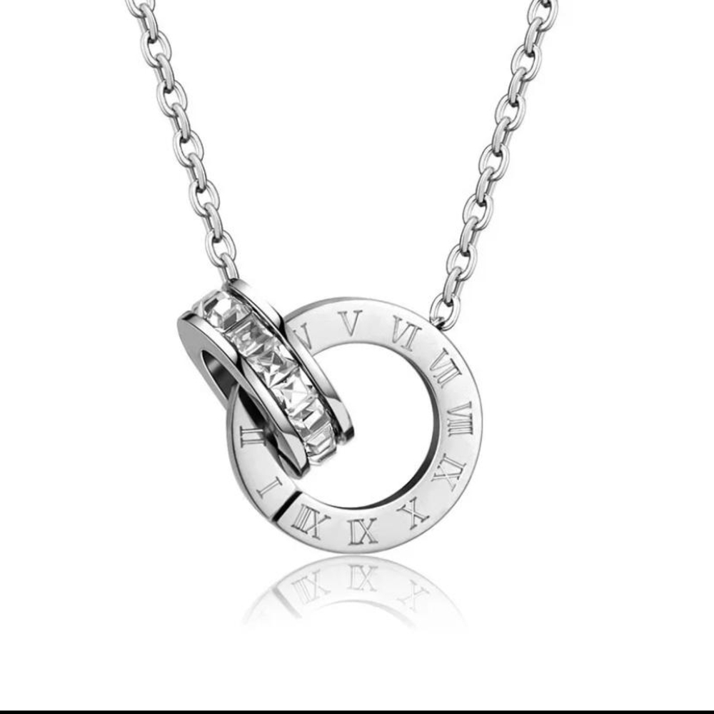 Roman Numeral Silver Necklace Set Bracelet, Necklace And Earrings
